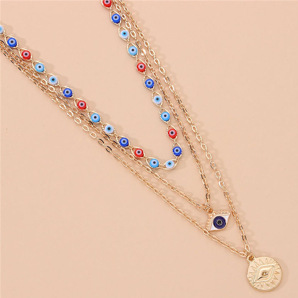 Telas - Vintage Evil Eyes Multilayer Necklace