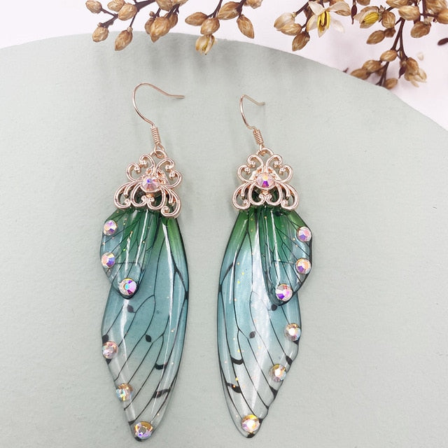 Luccio - Colorful Handmade Fairy Butterfly Crystal Wing Earrings