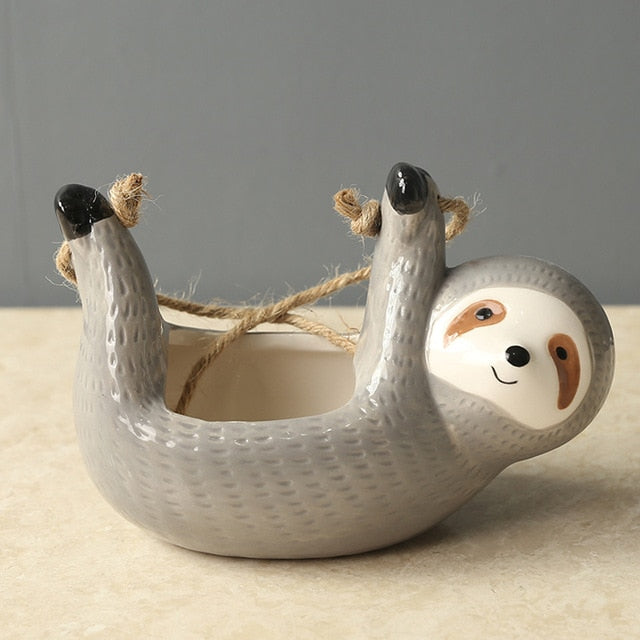 Peca - Cute Sloth Hanging Ceramic Planter