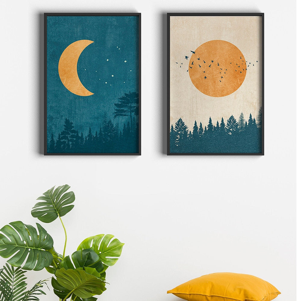 Lurale - Abstract Sun &  Moon Art Canvas