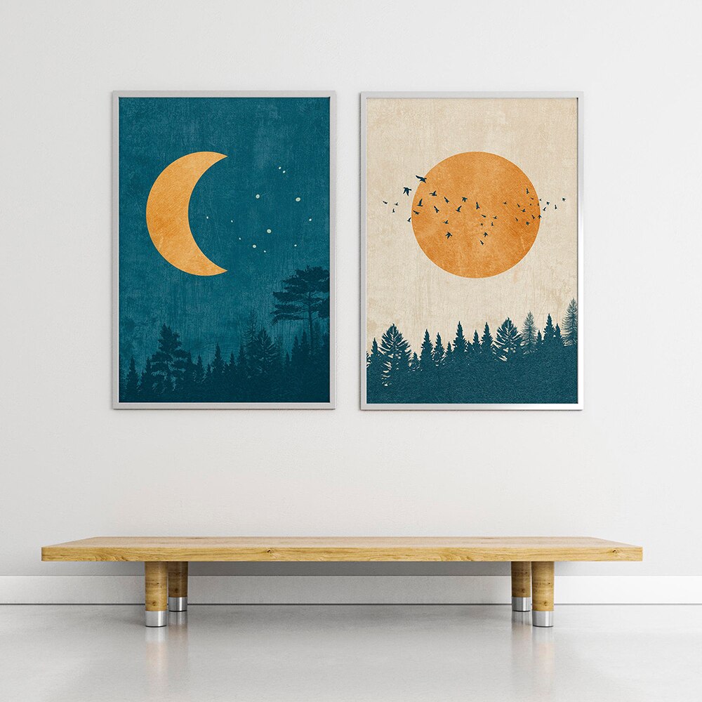 Lurale - Abstract Sun &  Moon Art Canvas