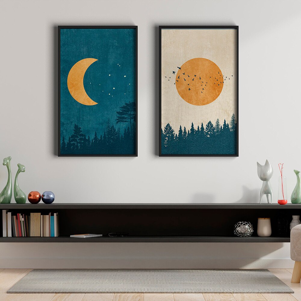 Lurale - Abstract Sun &  Moon Art Canvas