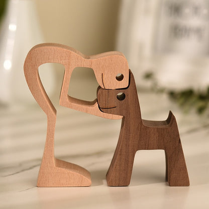 Capaw - Wooden Man and Dog Sculpture