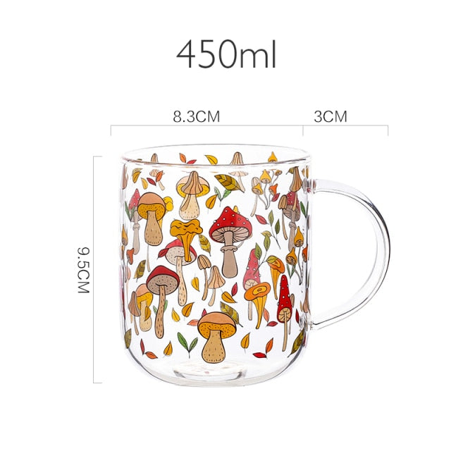 Timo - Mushroom Lemon Pumpkin Pattern Glass Mug