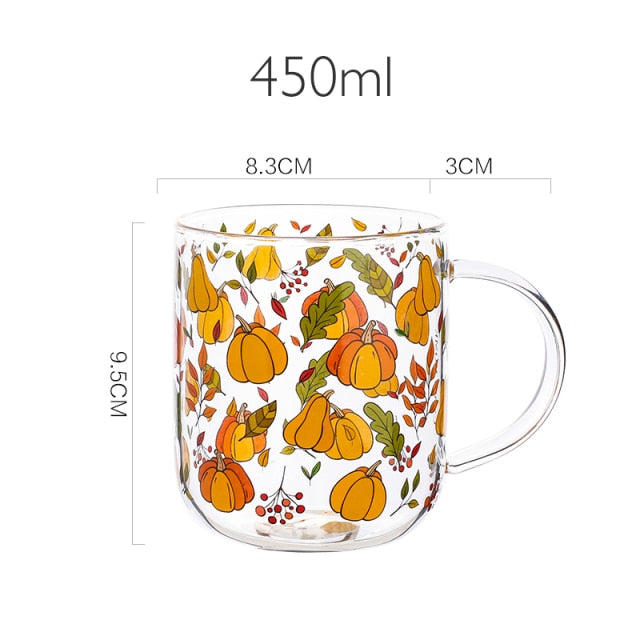 Timo - Mushroom Lemon Pumpkin Pattern Glass Mug