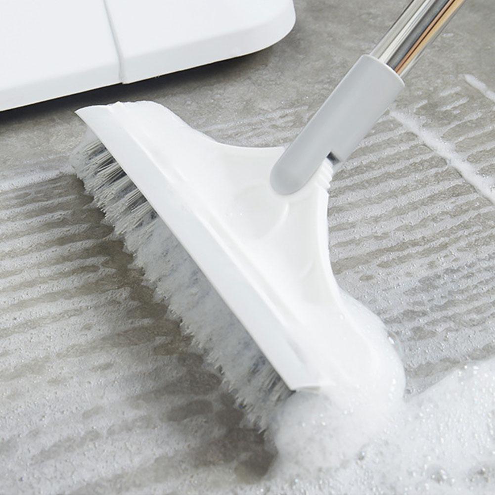 Soft Plastic Head Adjustable Floor Cleaning Brush Long Handle Floor  Cleaning Tool With Wiper Strip