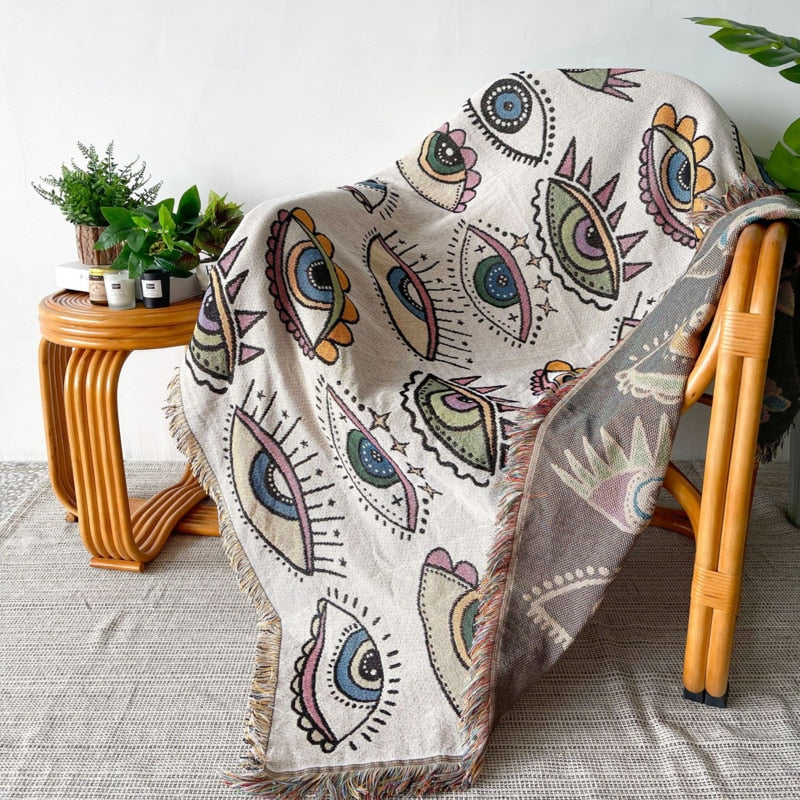 Mystik - Mystical Eyes Pattern Woven Throw Blanket