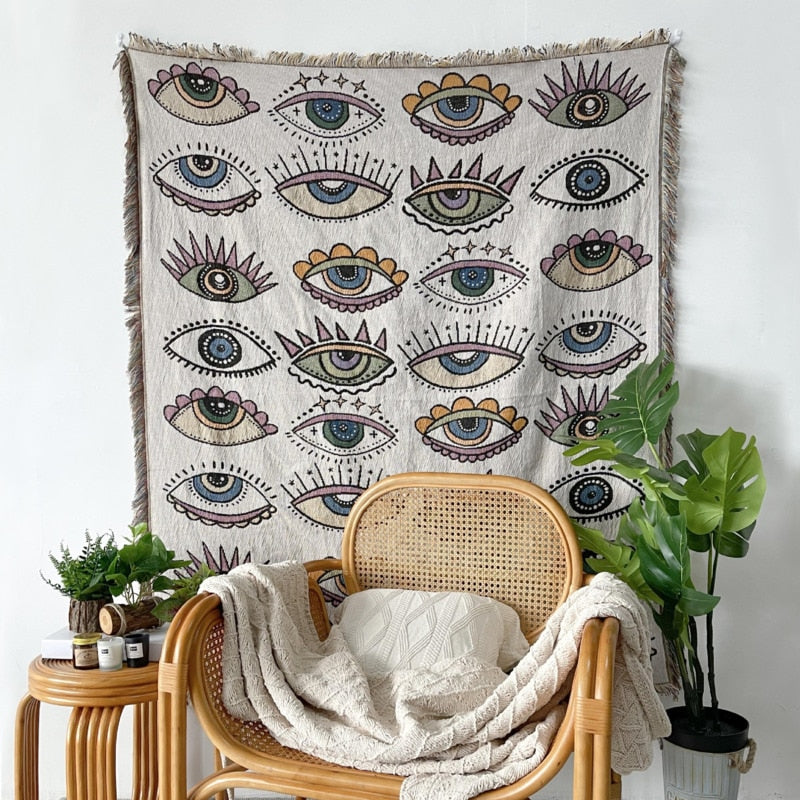 Mystik - Mystical Eyes Pattern Woven Throw Blanket